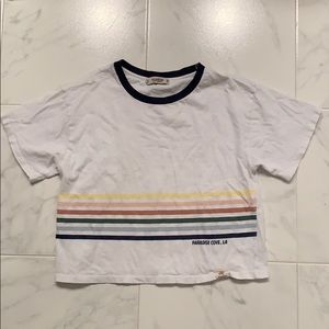 White Cropped T-shirt with rainbow accent